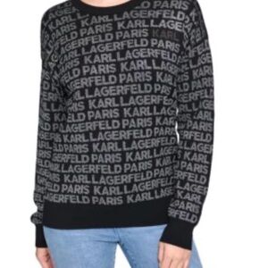 Karl Lagerfeld Black and Gray Logo Sweater